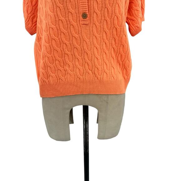 J. Crew Cashmere Cable-Knit Henley T-shirt Sweater Orange Size XL - Picture 4 of 10